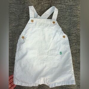 Striped White Kids Overalls